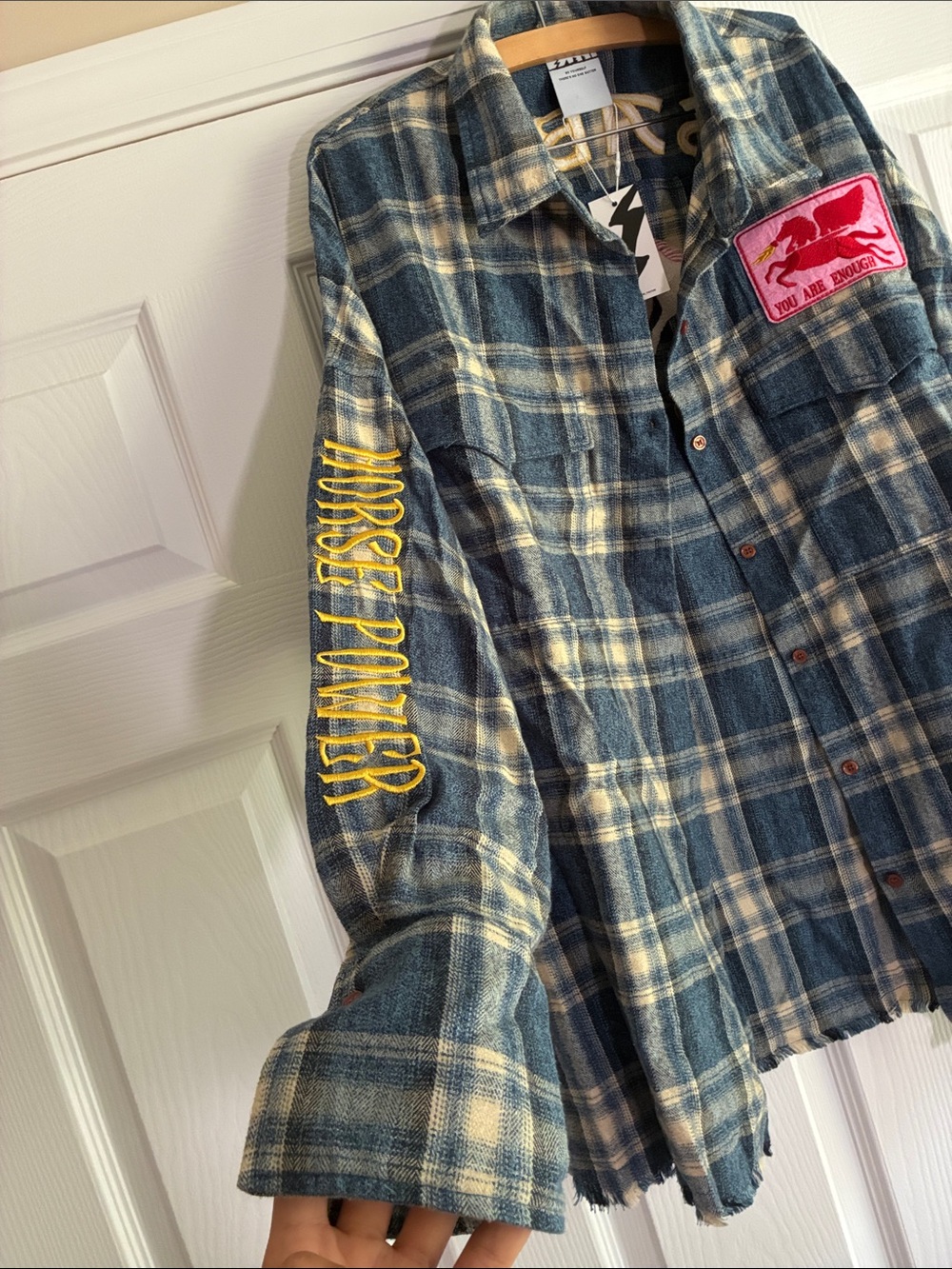NWT Sabbi THE HORSE POWER FLANNEL SHIRT - BLUE - L - Picture 6 of 10